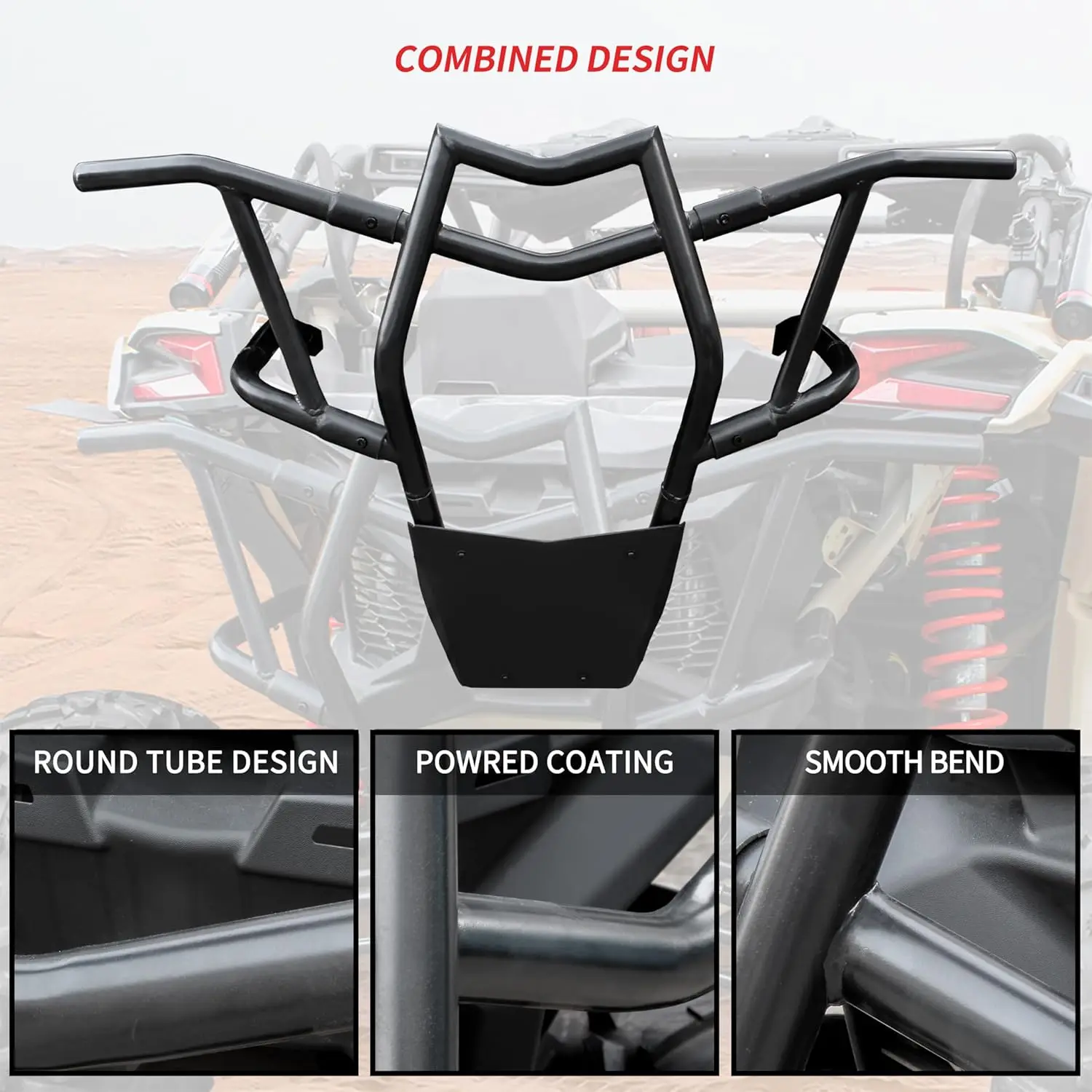 Rear Bumper for Can-Am X3, Combined Heavy Duty Black Rear Brush Guard Protector Rear Pre-Runner Bumper for Can Am Maverick X3 Max Turbo R 2017-2026 Accessories (Replace #715002880#715003436)