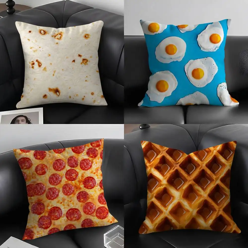Funny Pillow Food Fried Egg Case Home Dorm Chair Back Short Plush Double-sided Printing Office Nap Time Cushion Cover