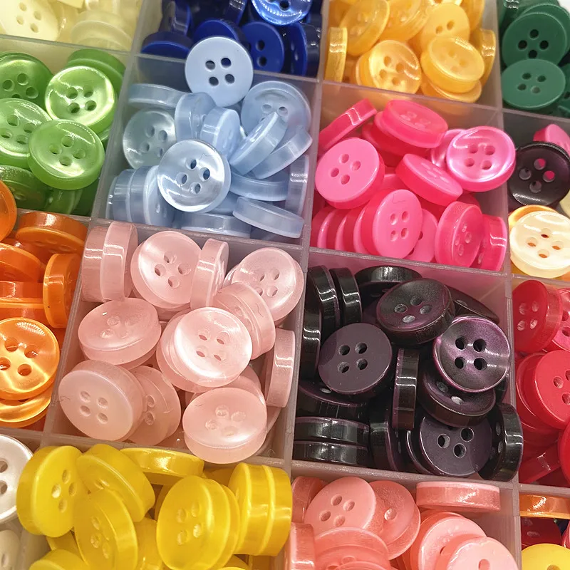 50 Pcs 11.5mm Color Resin Cat Eye Button Pearllight Bowl Shape Four Eye Button Wedding Decoration Sewing Accessories