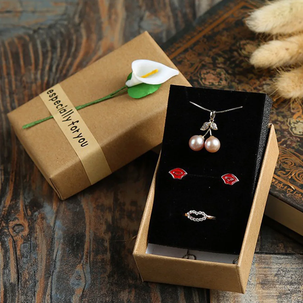 10Pcs Vintage Jewelry Packaging Boxes PU Paper Small Necklace Earring Holder Gift Storage Necklace Box Small Box for Proposal