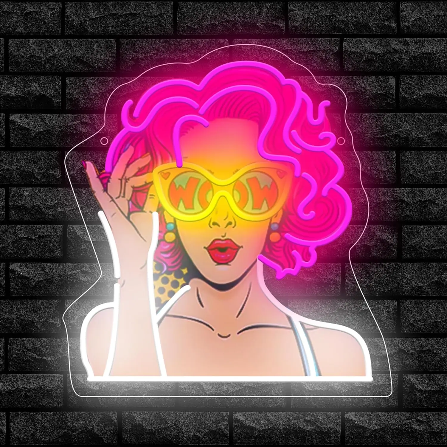 

Pop Art Beauty Lady Neon Sign USB Powered UV Printed LED Light for Bar Gaming Room Birthday Party Decoration Gift Art Wall Light