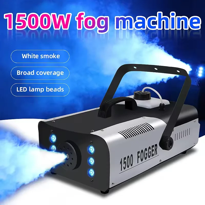 Remote Control 1500W Fog Machine  with 6x1W RGB Full color LED lights Disco KTV Party Club Bar Weeding Smoke machine Event Show