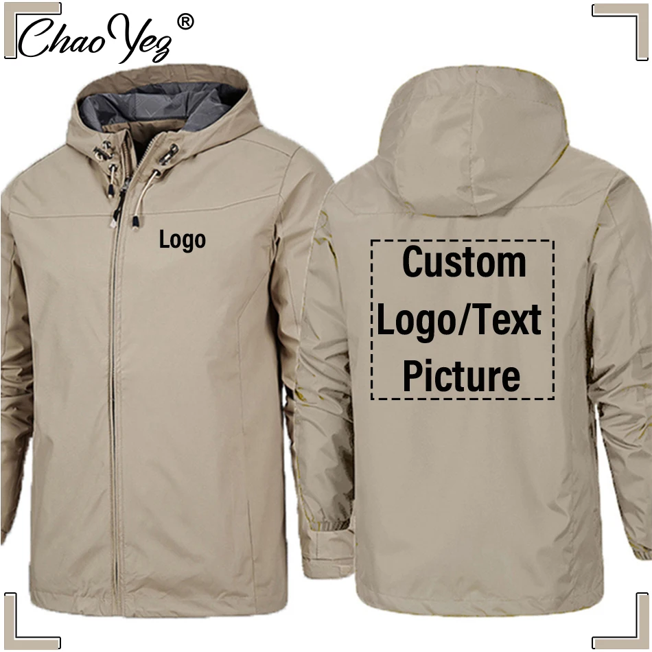 New Custom Logo Men Jacket DIY Print Brand Zipper Coat Windproof Waterproof Jacket Unisex Outdoor Jackets Sportswear Autumn