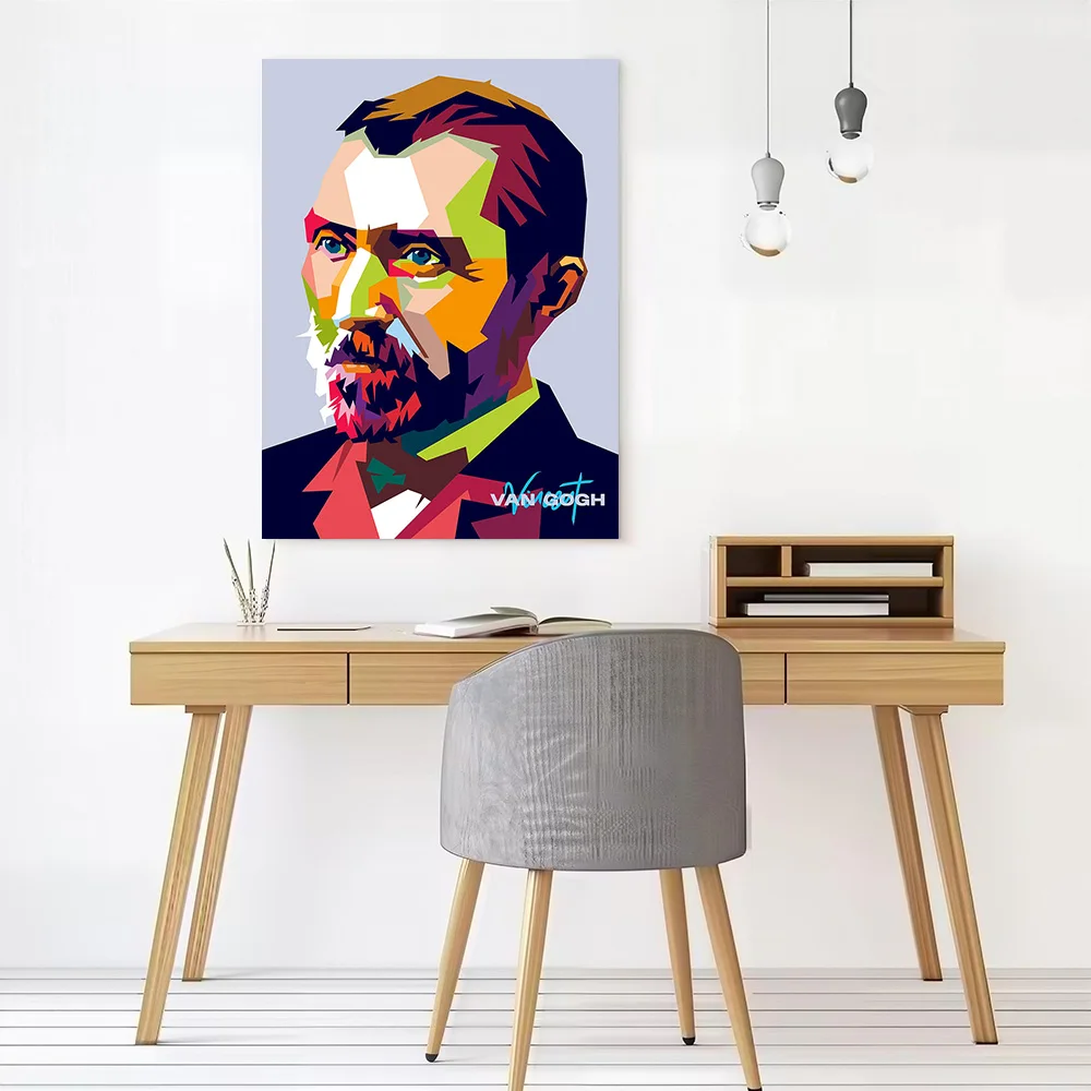 Colorful Portrait of Vincent Van Gogh Poster Canvas Wall Art Personalized Print Modern Painting Perfect Gift for Room Ornaments
