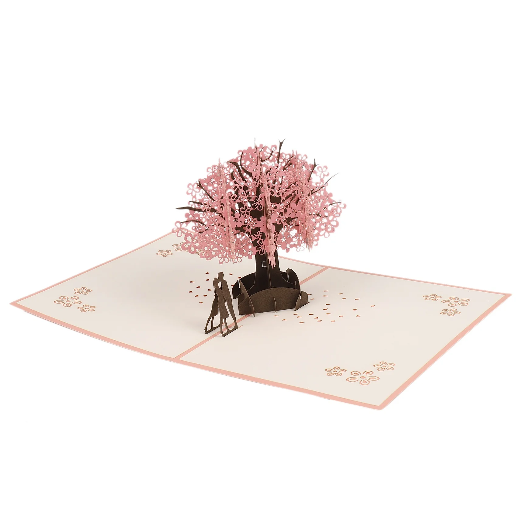 Handmade Pop Up Romantic Birthday Anniversary Dating Card for Husband Wife Boyfriend Girlfriend - Cherry Blossom Tree with Co