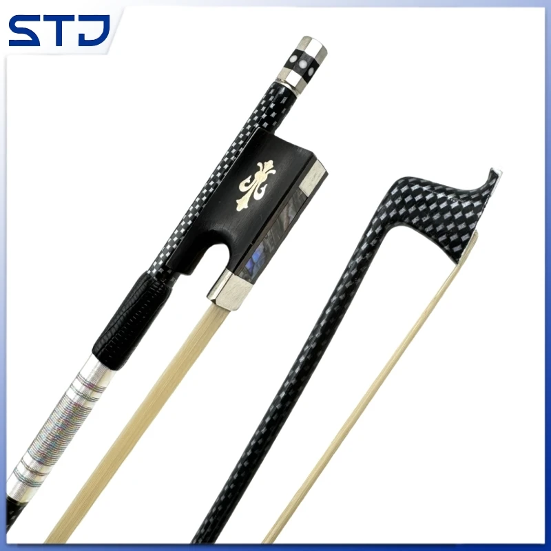 New light carbon fiber 4/4 violin bow black Grid fiddle bow White horse hair violin accessories