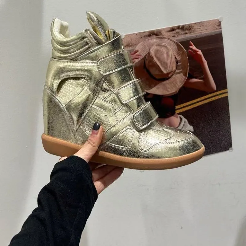 

Fashion Designer Women's Shoes 2026 Luxury Leather Ankle Boots for Woman Exquisite High Top Casual Sneakers Height Increase 5CM