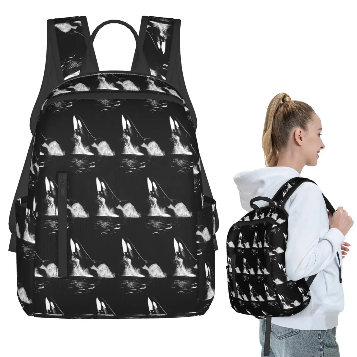 

Orca Aquatic Sea Ocean Killer Whale Backpack Student BookBag Children School Bag Computer Shoulder Bags Men Women