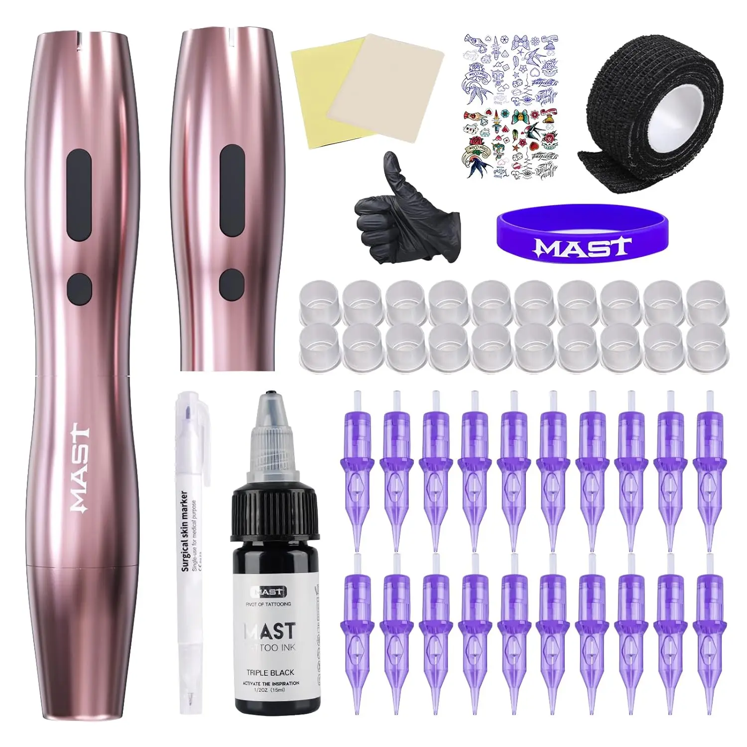 

Cordless Rotary Tattoo Kit for Beginners 2 Batteries 20 Needles