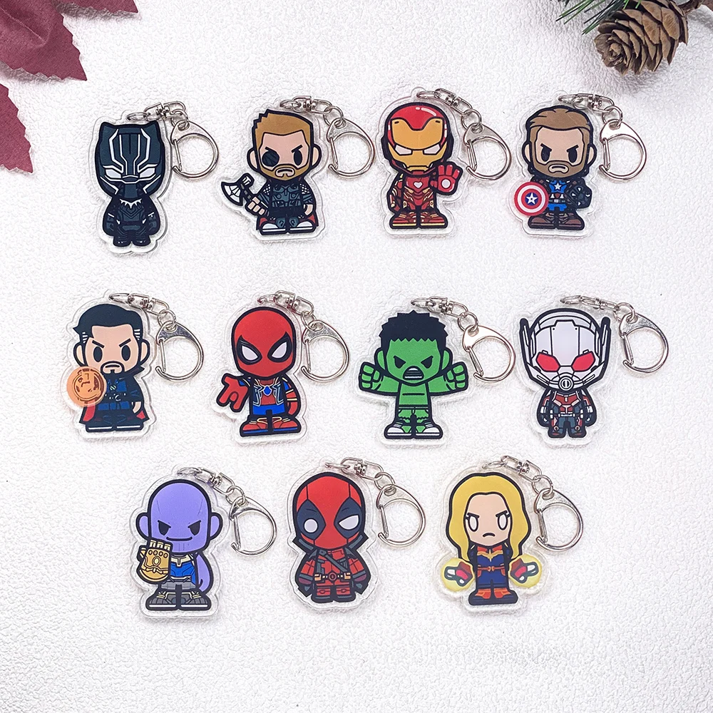 11 Stück Cartoon-Charaktere Avengers Schlüsselanhänger Zubehör Acryl Niedliche Anhänger für Taschen Schlüsselhalter Rucksack Dekoration Geschenk – Detail 2