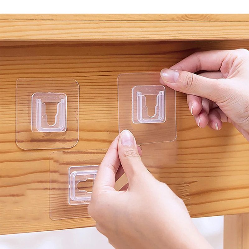 20/10Pcs Double Sided Adhesive Wall Hooks Waterproof Transparent Suction Cup Storage Hook For Kitchen Bathroom Organizer Holders