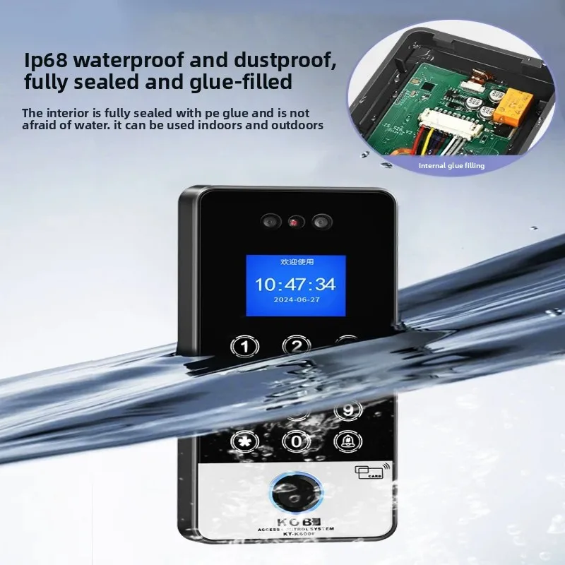 KOB Outdoor Waterproof Fingerprint Access Control System All-in-one Machine Set, Electric Plug Lock, Magnetic Lock, Card Swiping