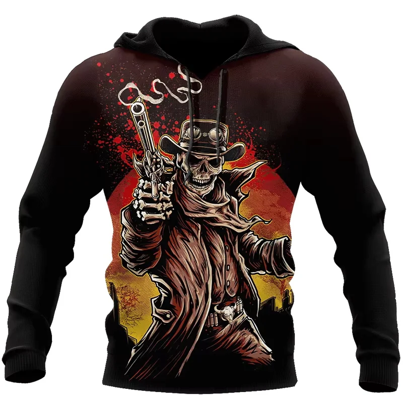 Horror Skull Graphic Men's Hoodies for Men Clothing Autumn 3D Full Print 2023 Long-sleeve Tops Casual Streetwear Hooded Tees