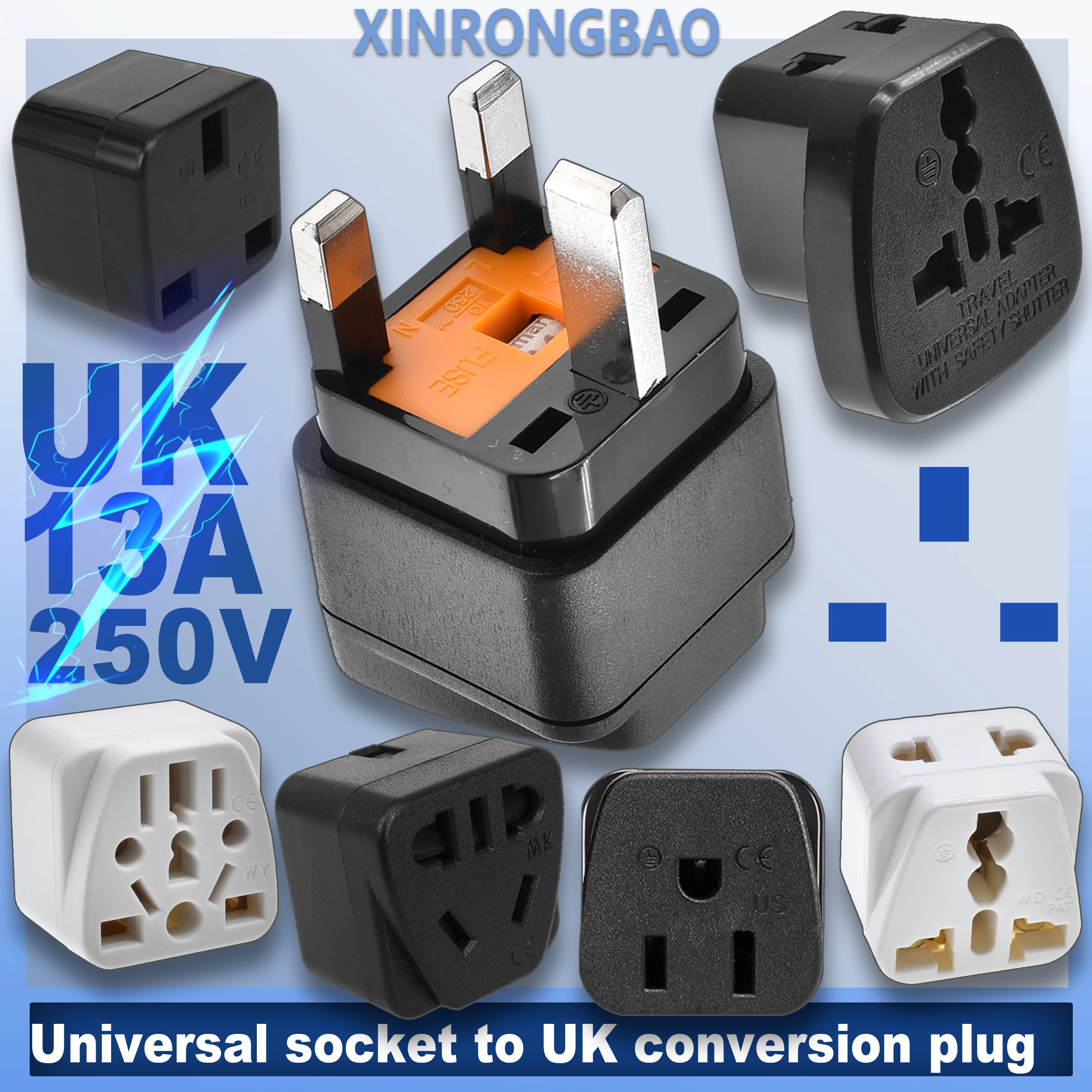 Universal socket UK Singapore Hong Kong Travel adapter plug with 13A fuse versatile jack CE United Kingdom,Hong Kong,Malaysia