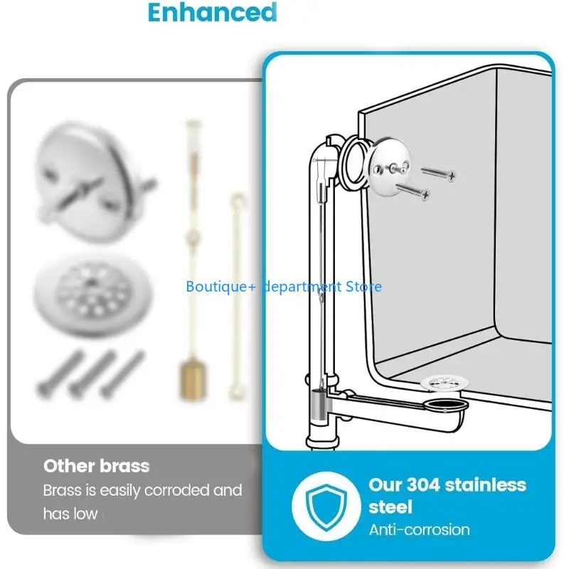 E1PD Bathtub Drain Stopper And Overflows Stainless Steel Bathtub Drain Assembly Replacement Bath Tub Accessories