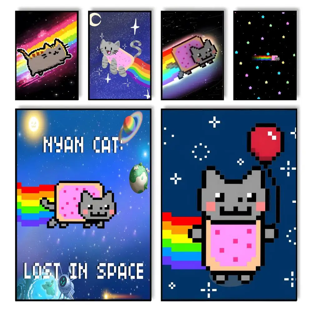 Video Game N-Nyan Cat Painting Calligraphy Home Bedroom Waterproof Canvas Poster Unframed Wall Art Print Decoration Mural
