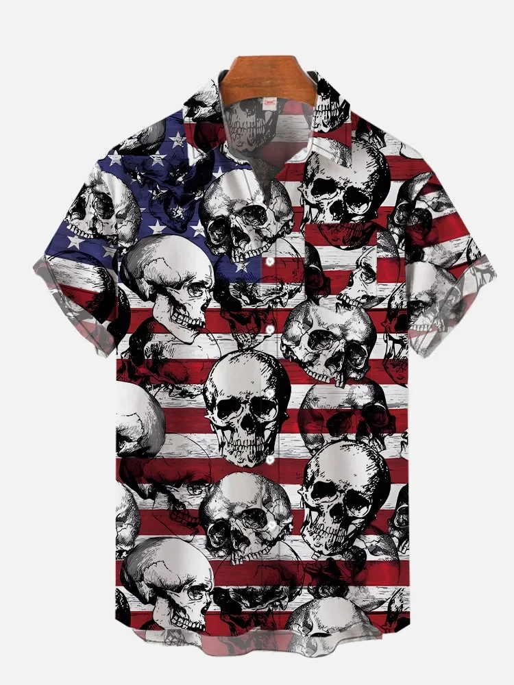 

Independence Day Casual Shirts Vintage American Flag Poster 3D Prints Men's Short Sleeved Shirts For Men Fashion Hawaiian Shirts