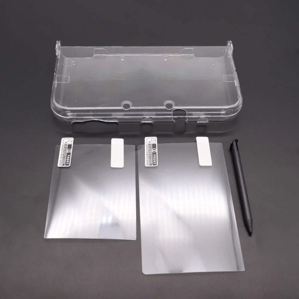 Für Neue 3DS XL LL Klar Split Shell Transparente Schutzhülle Fall Bildschirm Film LCD Screen Protector Kunststoff/Metall Stylus
