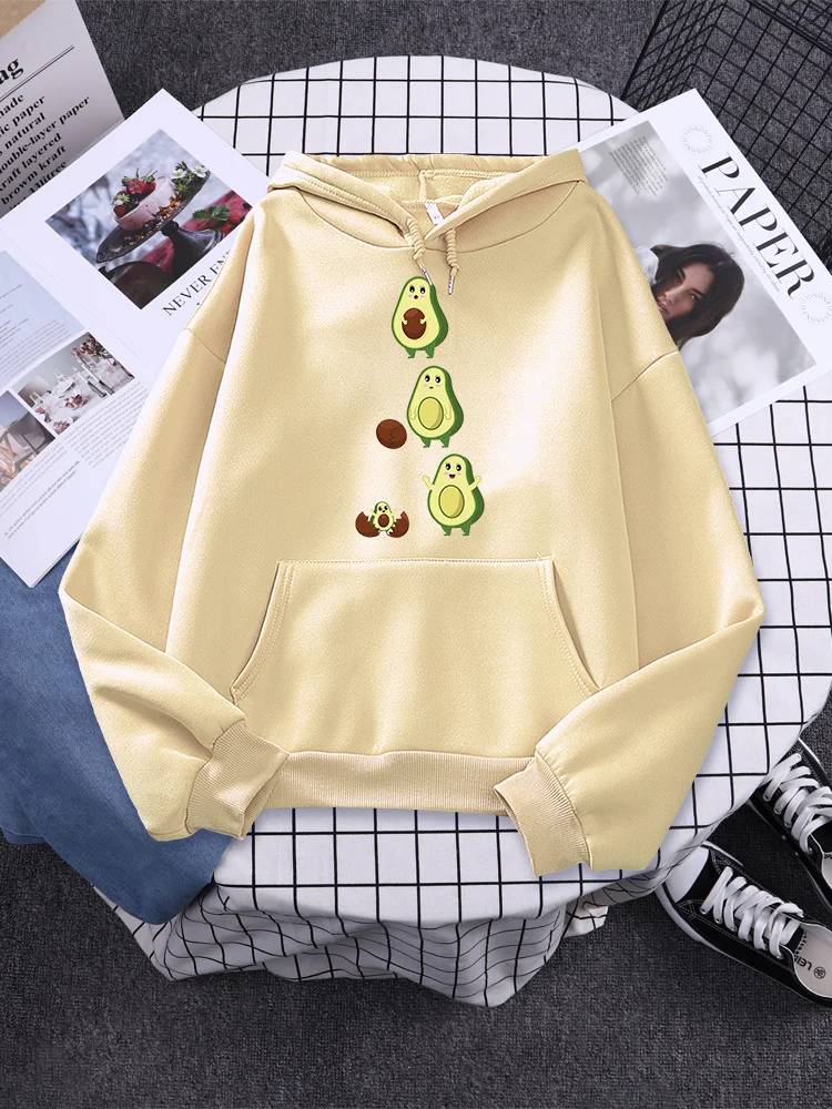 Avocado Mother Baby Oversize Print Womens Clothes Loose Fashion Hoody Simplicity Casual Sweatshirt Pullover Fleece Hoodies Women