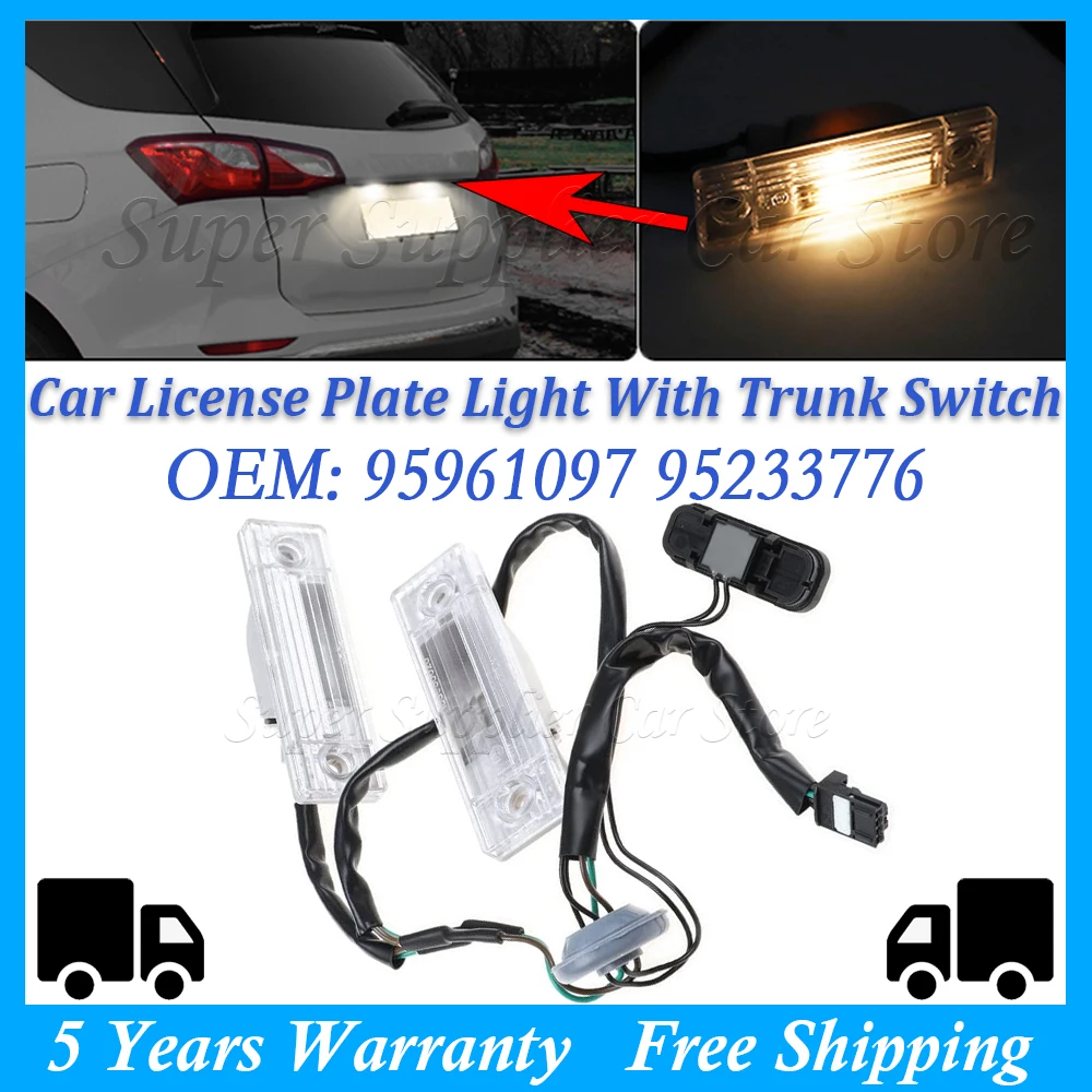 95961097 Car Rear License Plate Light Lamp with Trunk Release Switch Lock Tailgate Lid Button For Chevrolet Chevy Cruze Orlando