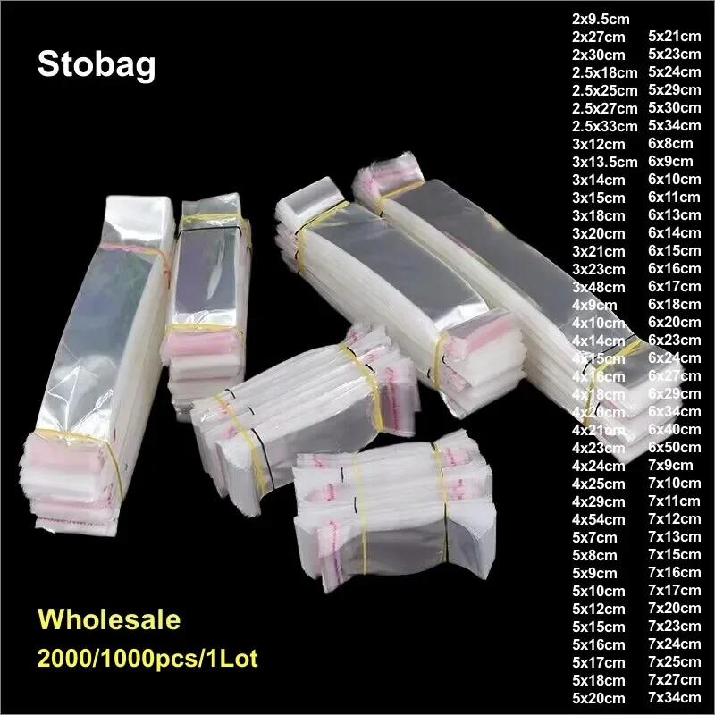 

Stobag Wholesale Transparent Cellophane Self-adhensive Bags Long Plastic Gift Jewelry Pen Packaging Self-sealing Pouches Favors