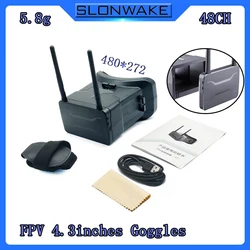 SLONWAKE New 5.8g fpv dual reception 4.3-inch VR glasses detachable screen 48CH display Built-in Battery  RC FPV Racing Drone