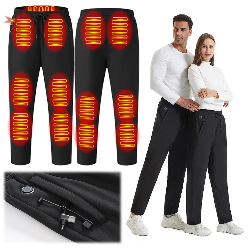 2024 Winter Thermal Hiking Pants USB Electric Heated Pants Ski Wear Heater Sport Warm 12 Heating Zone Waterproof Heated Trousers