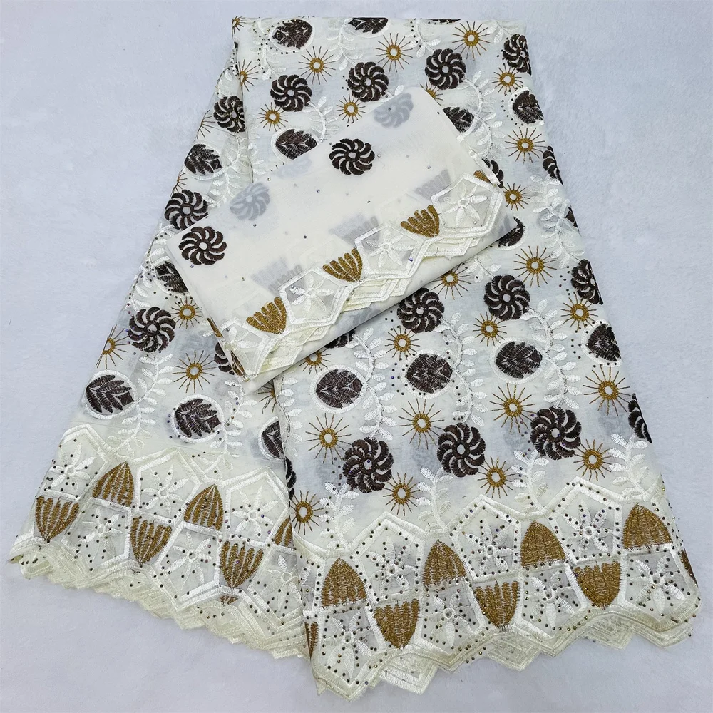 

Французское кружево высокого качества, африканский швейцарский вуалевый кружевной материал 2026 года, нигерийский хлопок с камнями для женских свадебных платьев, 5 ярдов