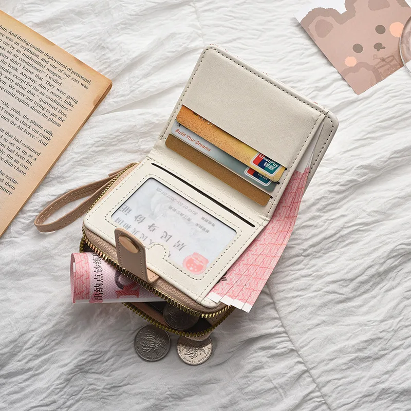 Mode Cartoon Print Geldbörse PU Leder Tragbare Geldbörse Faltbare Reißverschluss Geldbörse