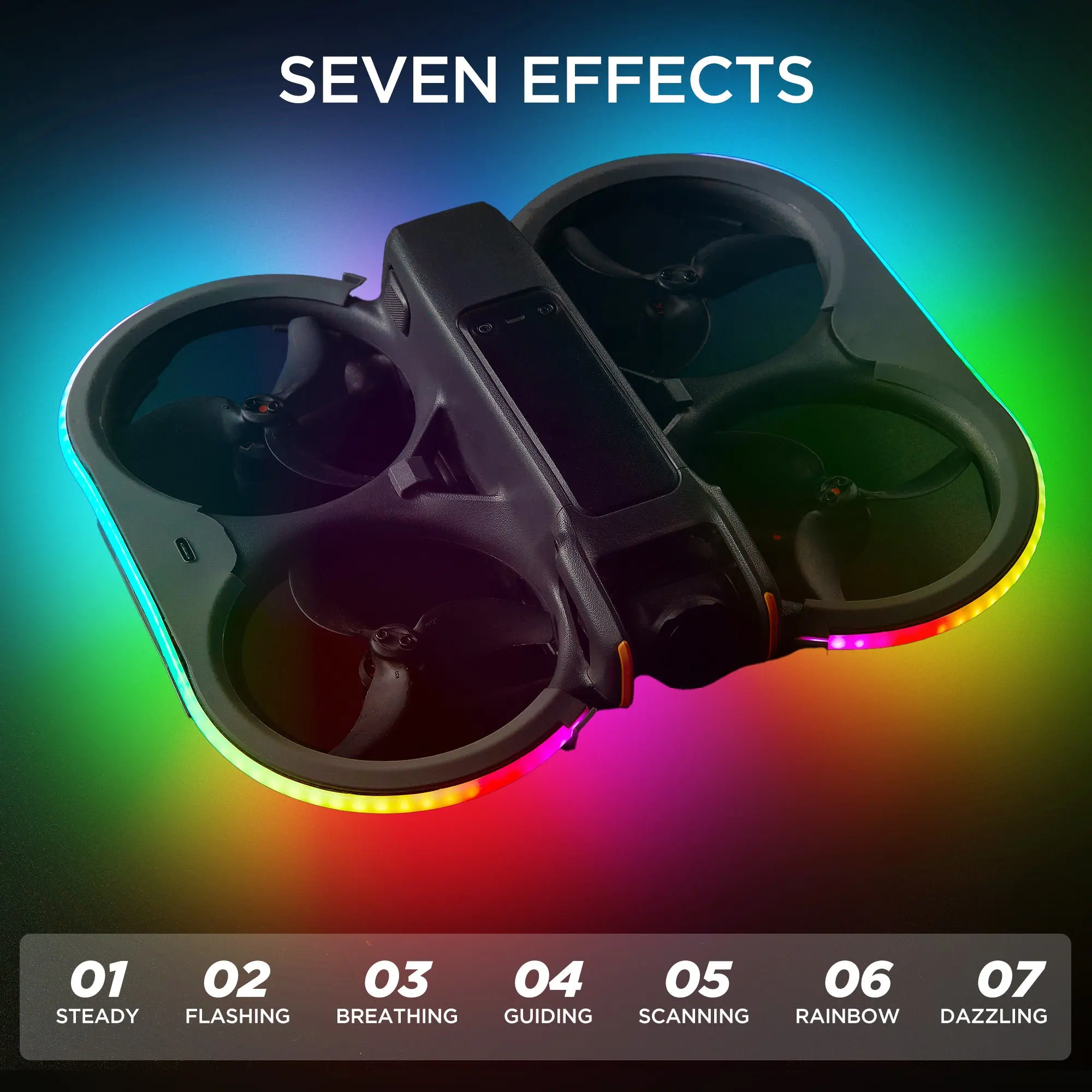 Osłony kanałów VIFLY z kolorową listwą LED do DJI Avata 2