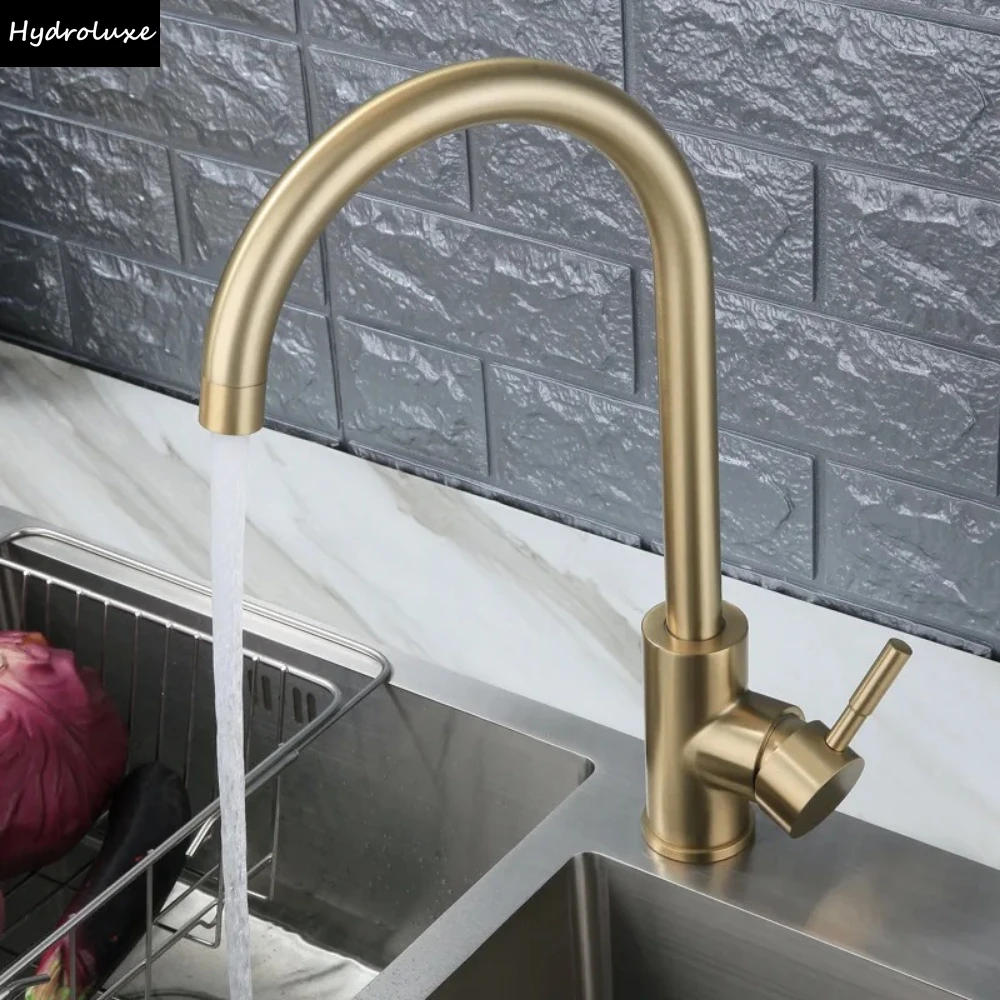 

Kitchen Faucet 360° Swivel Folding Faucet Hot and Cold Water Mixer Luxury Gold Basin Faucet Stainless Steel Ideal Home Gift Taps
