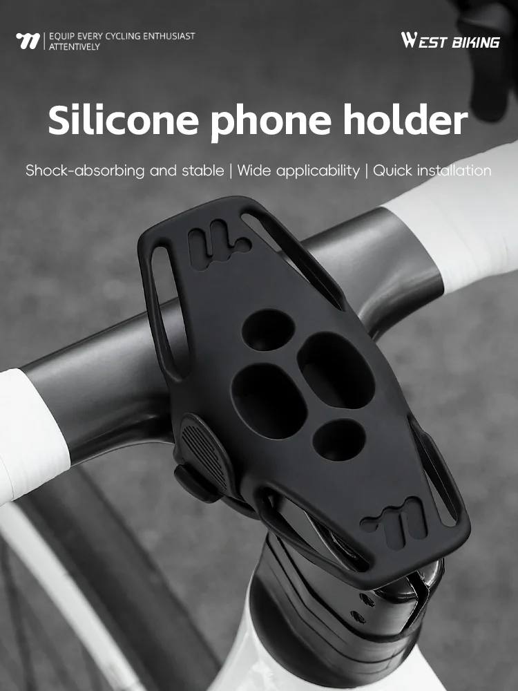 AliExpress West Biking WEST BIKING Silicone Cycling Phone Holder Quick Release Bike Navigation Bracket Stand for MTB Road Bikes Bicycle Accessories