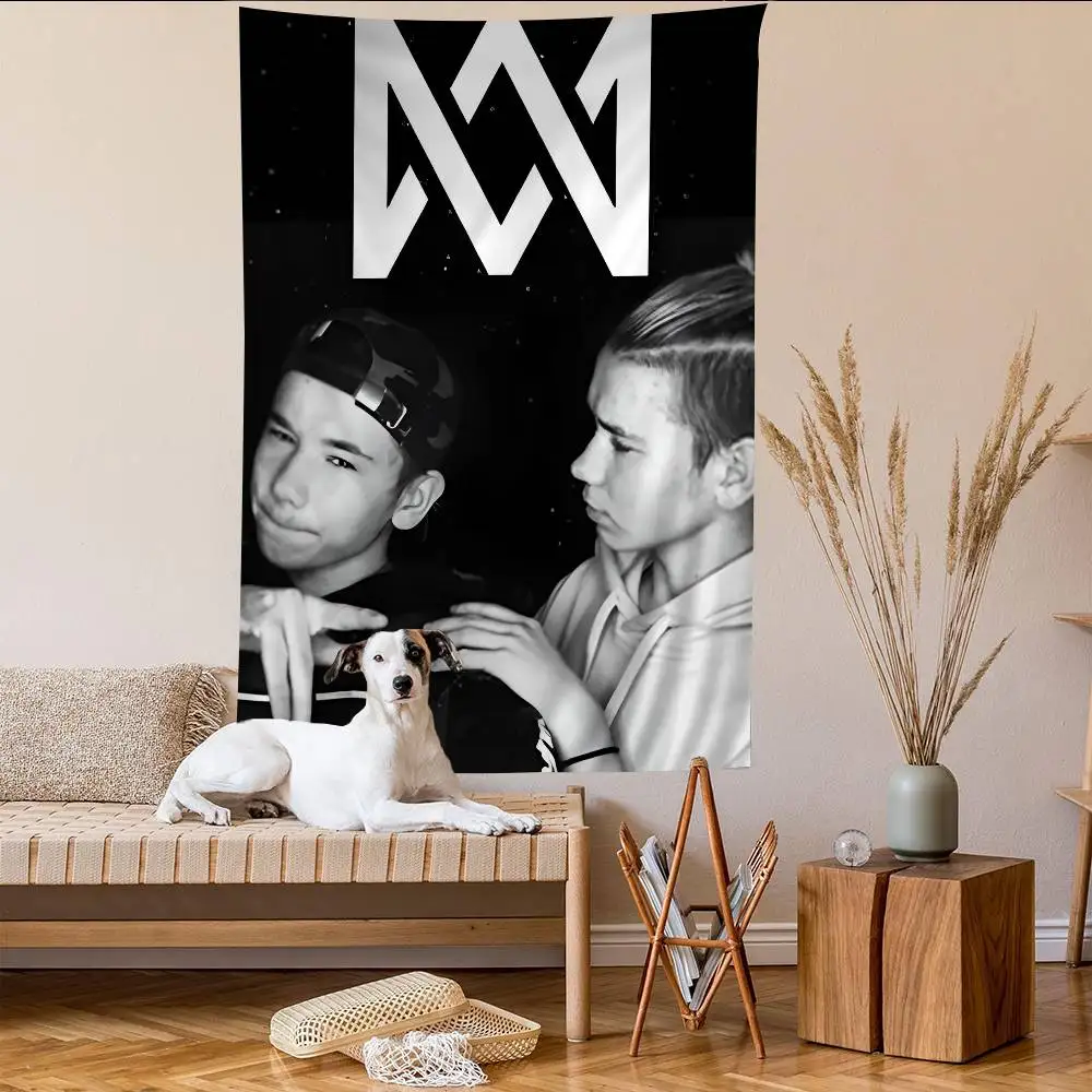 Marcus und Martinus Musik-Cartoon-Wandteppich, Kunst, Science-Fiction-Raum, Heimdekoration, Wandbehang