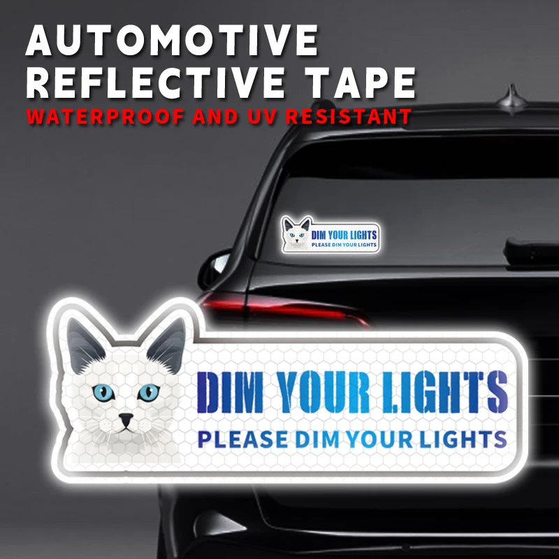 

5Pcs Cute Cat Reflective Safety Sticker – New Driver Rookie Rollin Keep Your Distance Car Decal