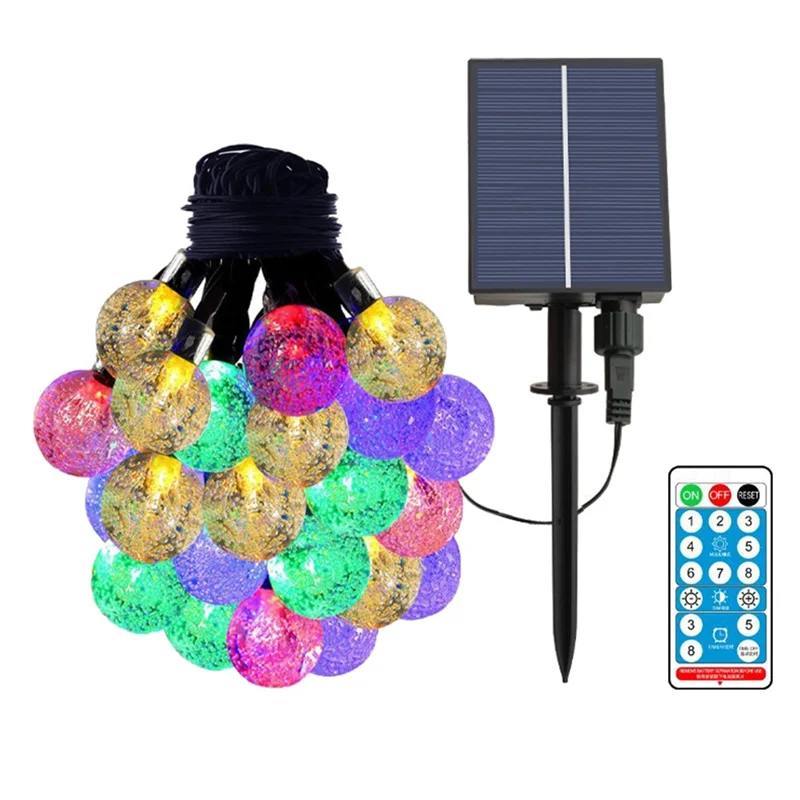 Solar Light Chain , 50 Colorful Crystal Balls , IP65 Waterproof for Christmas, Decorations, Festivals, Gardens