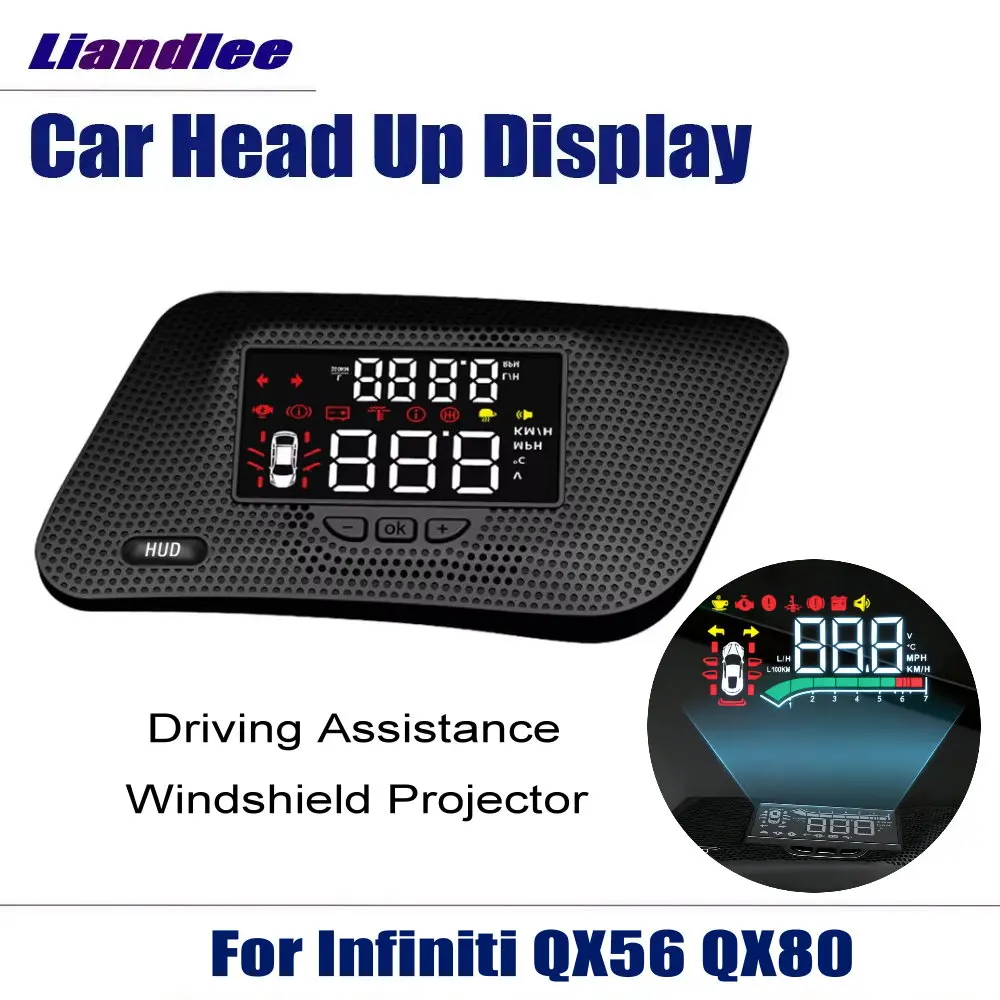 

Car HUD Head Up Display For Infiniti QX56 QX80 Z62 2010-2024 Projector Windshield Auto Accessories OBD Driving Speed Alarm