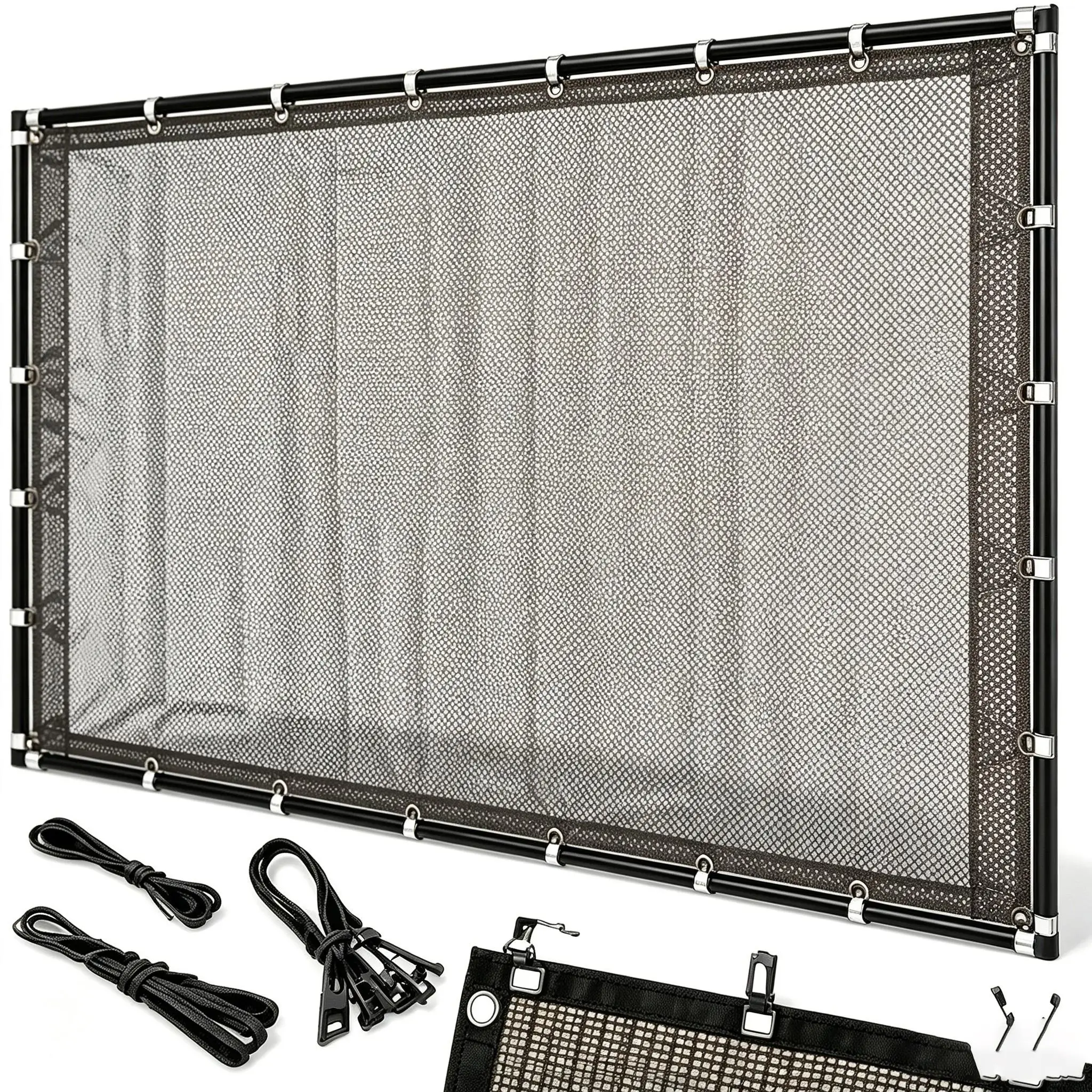10x13ft Black Sun Shade Sail 93% UV Block Sunscreen Net Blackout Mesh Cloth Weather Resistant Outdoor Canopy Awning Parasol Sun Shelter with Reinforced Rivets for Garden Patio Camping