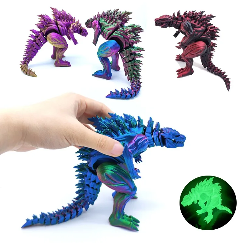 Figura de acción de dinosaurio musculoso impresa en 3D, Mini juguetes, figura de monstruo, modelo conjunto, adorno de escritorio giratorio móvil, regalo para niños