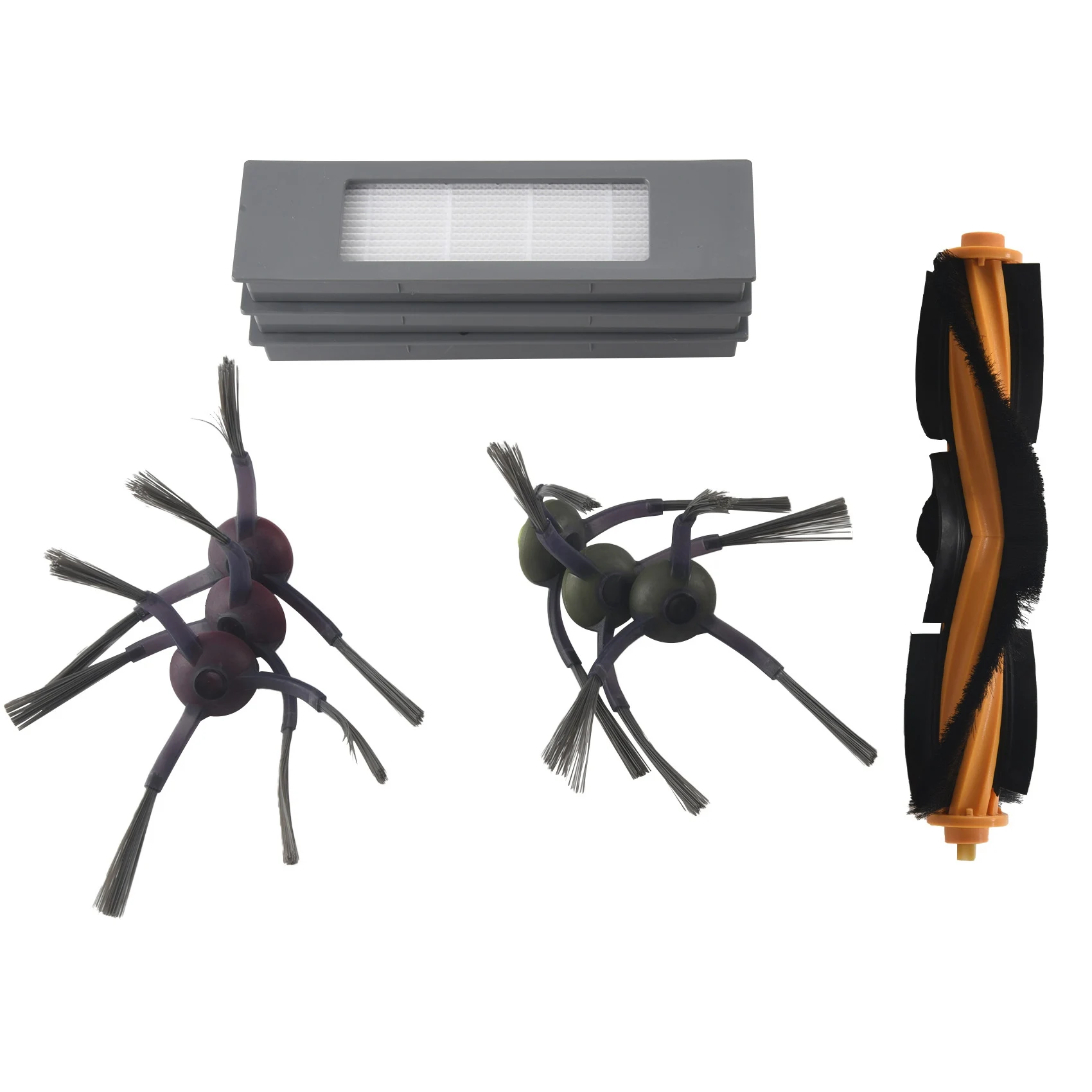 Набор губчатых фильтров с роликовой боковой щеткой для пылесоса Ecovacs Deebot OZMO 950 920, 1 роликовая щетка, 3 фильтра, 3 губки