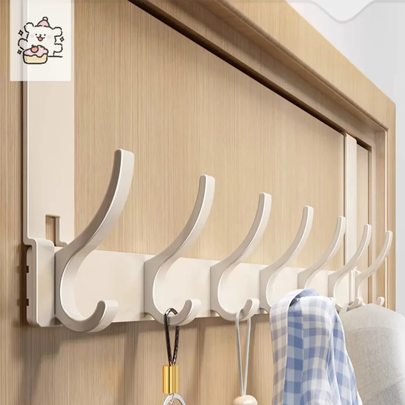 Hooks Behind The Door White 6 Hooks Short Section Without Punching Hangers Shelves Storage Entrance Door On The Hangers