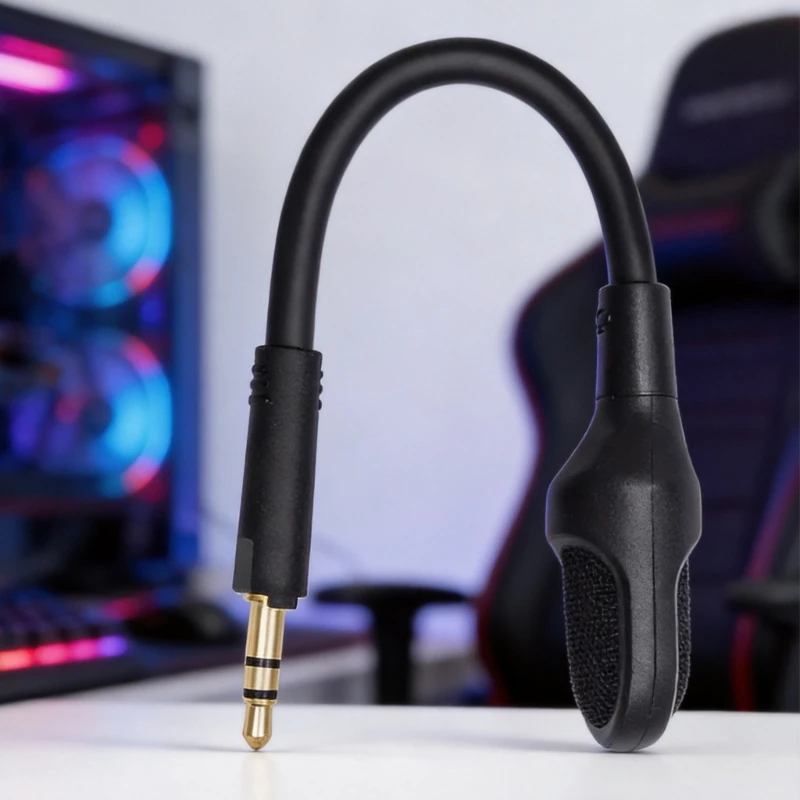 Schwarzer Schwanenhals-Boom-Mikrofon-Ersatz für V2Pro-Headsets für Gaming-Voice-Chats E74A – Detail 1