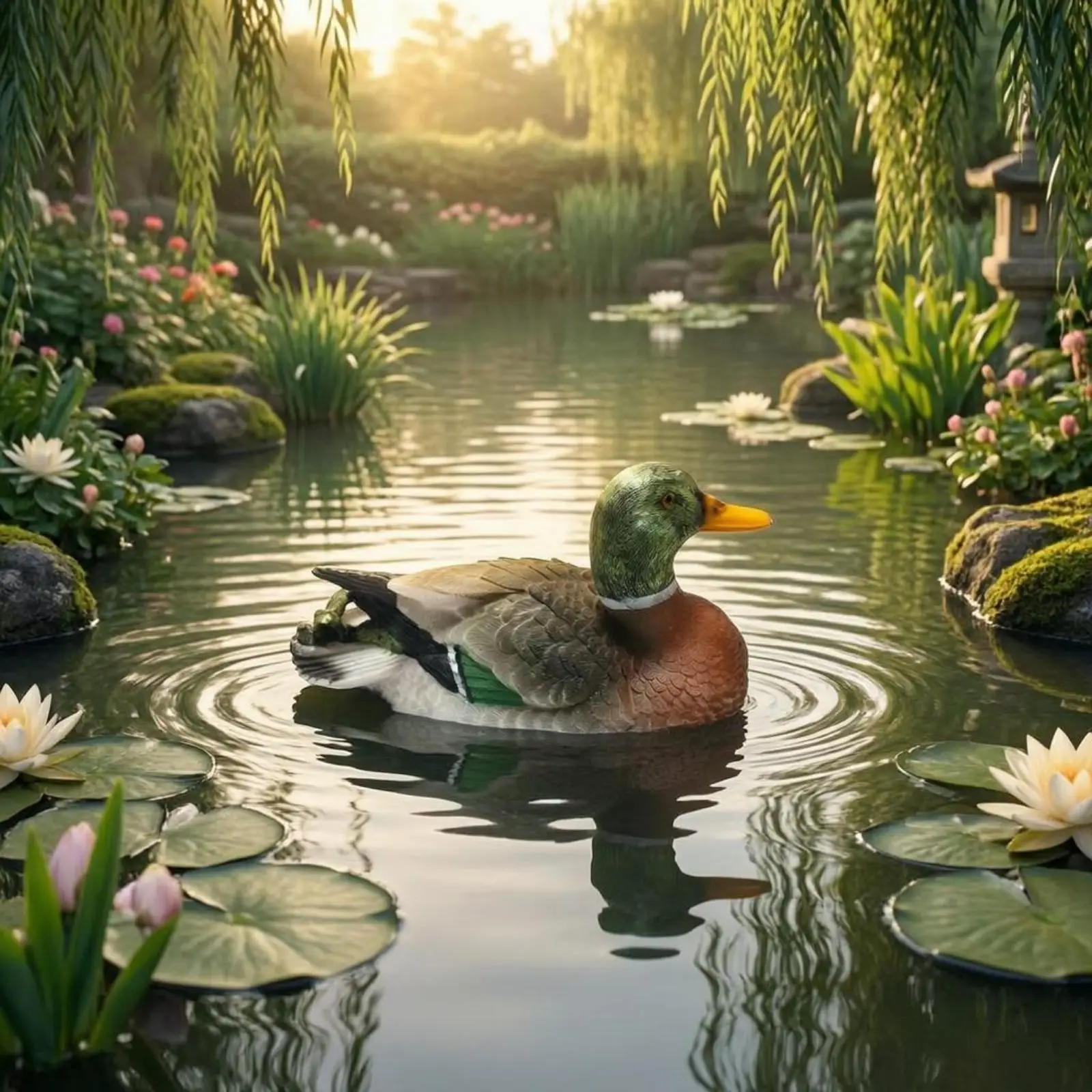 Resin Duck Figurine Outdoor Pond Sculpture Floating Water Decor Garden Aquarium Animal Ornament - view 3