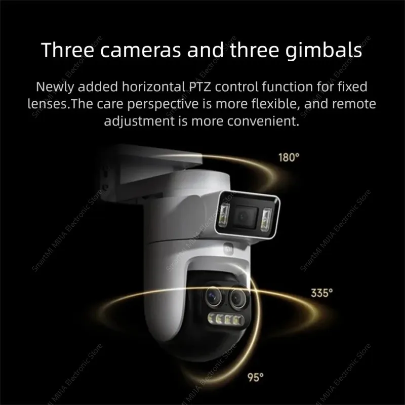 XIAOMI New Smart Outdoor Camera 4 Pro Triple Camera Zoom Edition，360° 5MP 3K，9x Hybrid Zoom，IP66，Chinese Version With Adapter