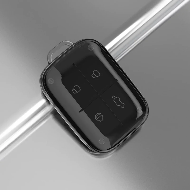 Car All Inclusive Transparent Silicone Key Case for Chery ICAR V27 Modified Car Ultra-thin Smoked Black Key Protection Case