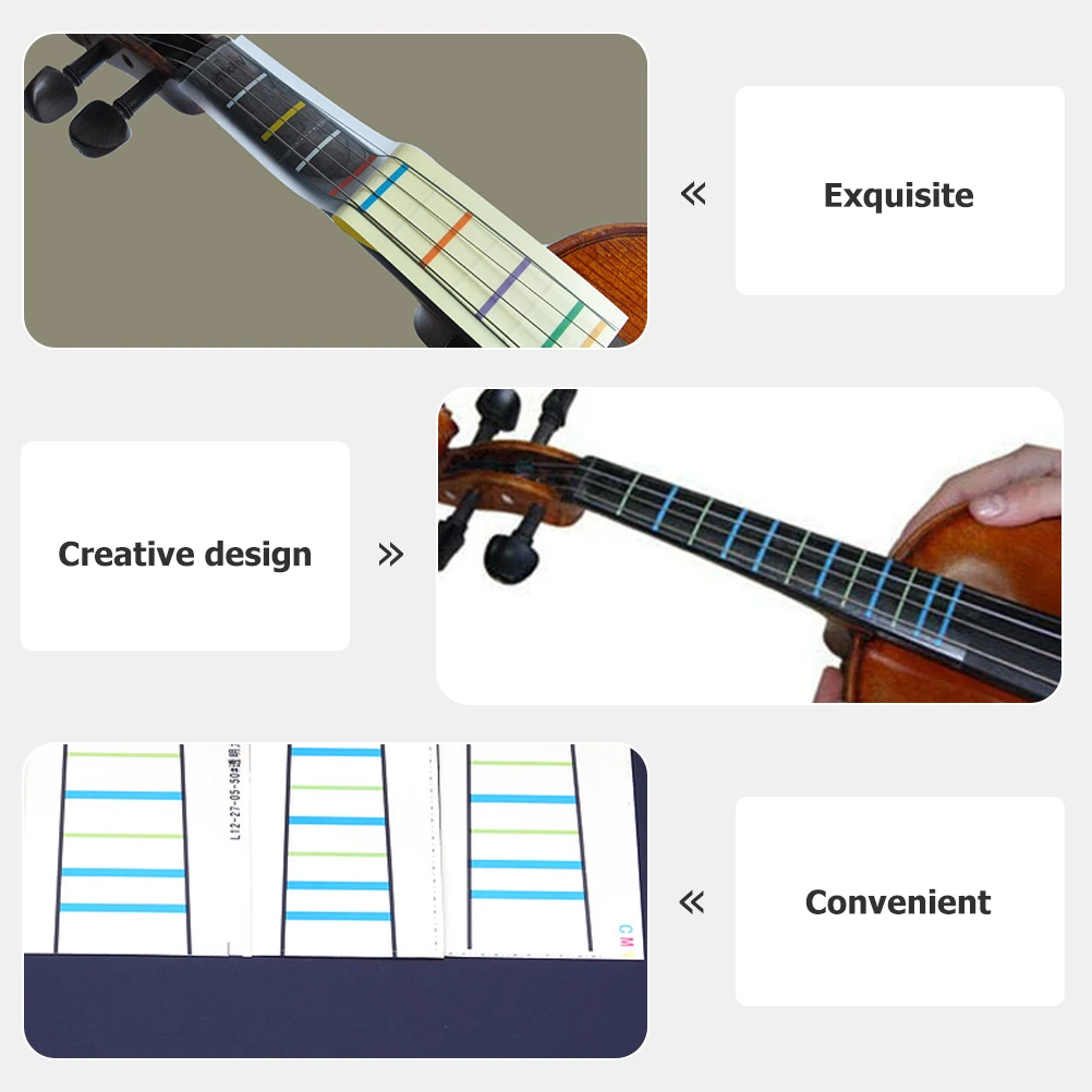

4pcs Fretboard Indicators Finger Position Stickers Removable Learning Stickers Portable Note Decals Tabs for Beginners Violin