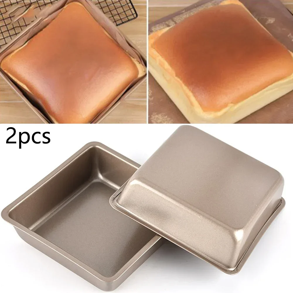 4PCS 4inch Cake Moulds Non-stick DIY Square Baking Pan Mold Kitchen Supply for Bread Loaf Pate Toast Cakes Quiche