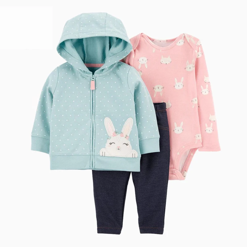 Ircomll-Ensemble de Vêtements pour Bébé, Garçon et Fille, 100% Coton, 3 Pièces, Manteau Long, Combinaison de Batterie, Pantalon