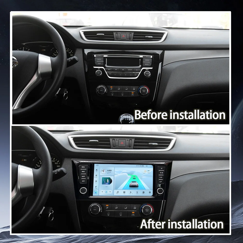 For Nissan Qashqai X-Trail 9inch Ips Car Multimedia System Android Auto Car GPS Control with USB Connection Stereo DSP Carplay