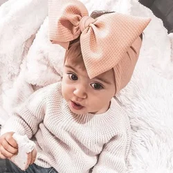 Verstelbare Grote Boog Headwrap Baby Hoofdband Top Knoop Hoofdbanden Over Sized Boog Haar Tulband Pasgeboren Hoofdband Meisje Grote Haarelastiekjes