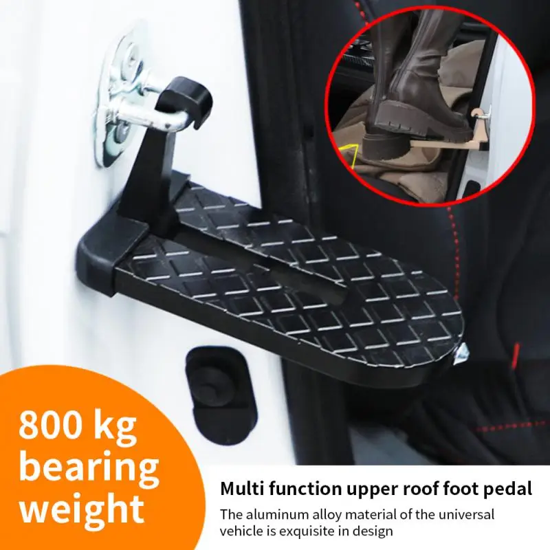 Car Roof Rack Step Foldable Car Door Step Multifunction Universal Hook Auxiliary Foot Pedal Aluminium Alloy Safety Hammer 1pcs